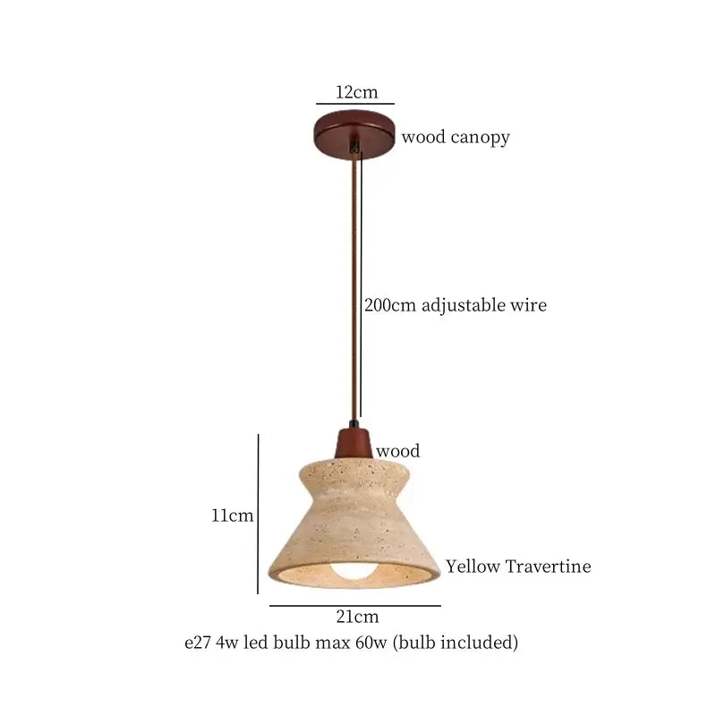 Vintage beige travertine led pendant lights kitchen stone lamp