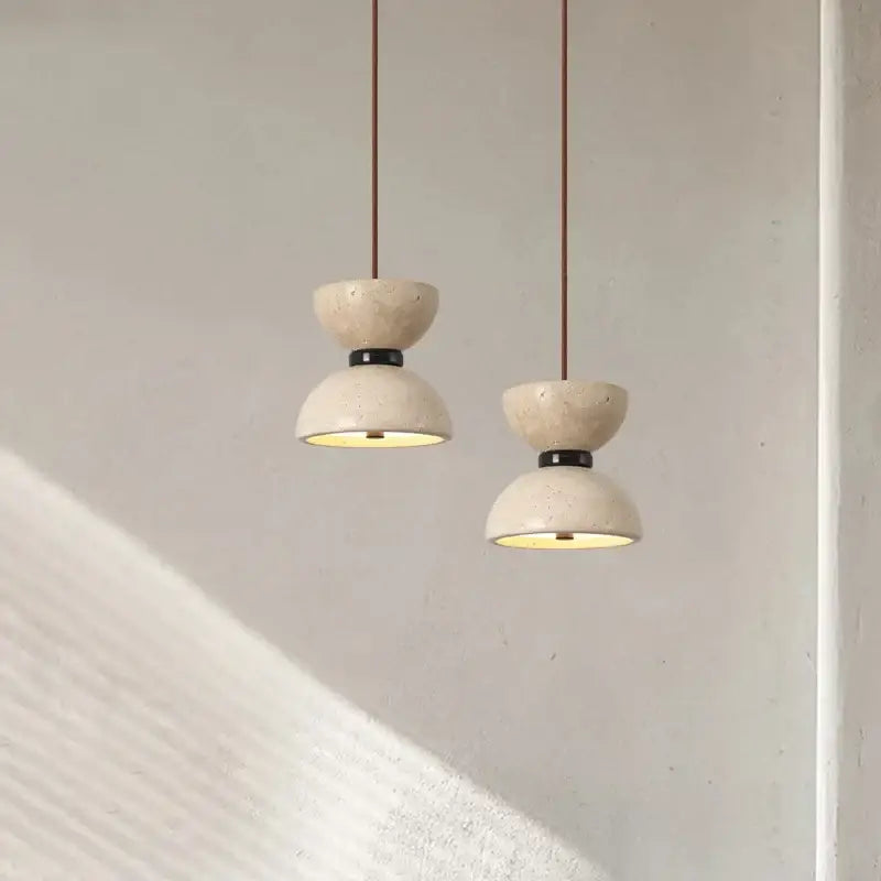 Vintage beige travertine led pendant lights kitchen stone lamp