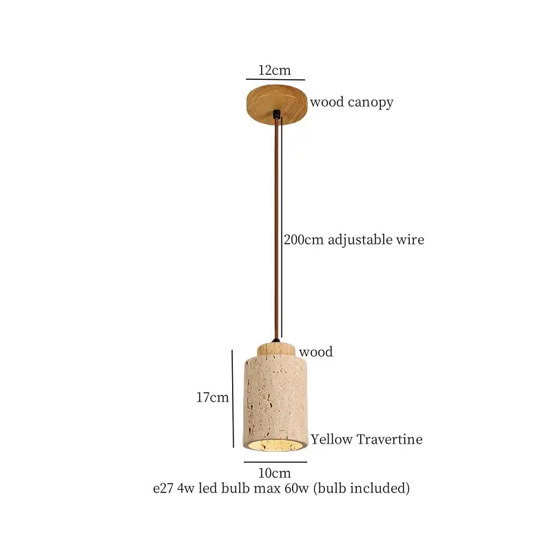 Vintage beige travertine led pendant lights kitchen stone lamp