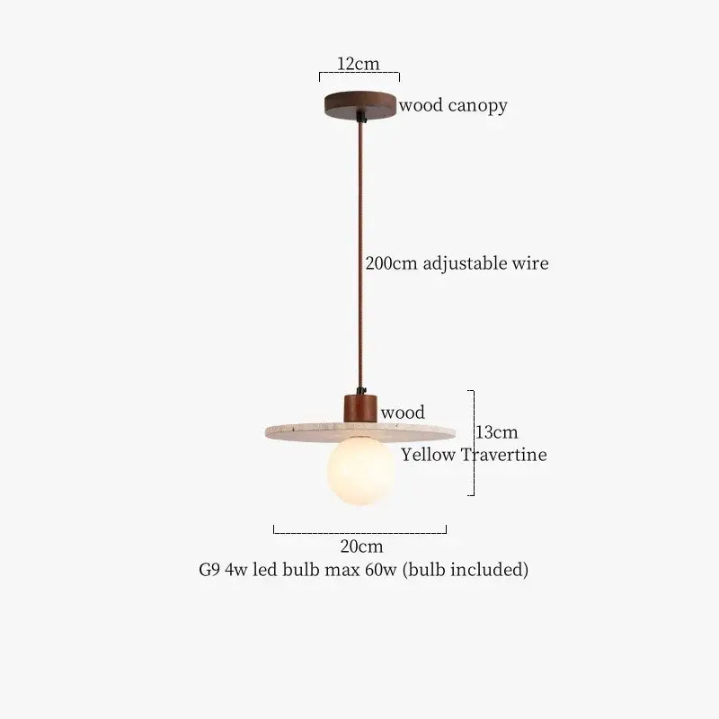 Vintage beige travertine led pendant lights kitchen stone lamp