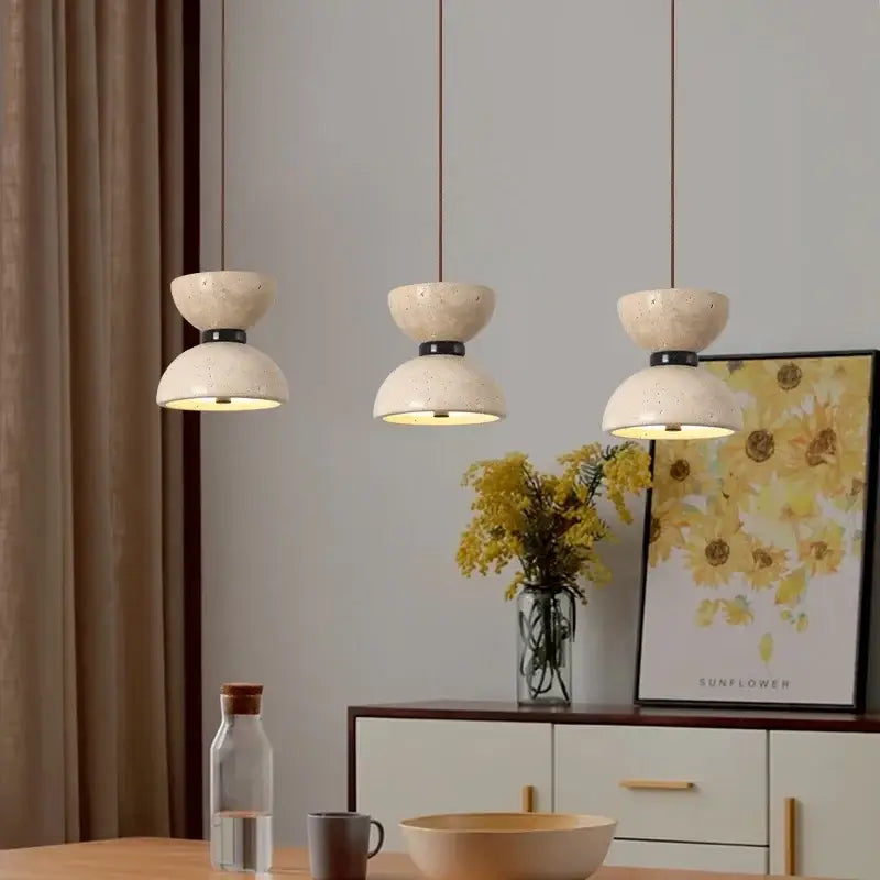 Vintage beige travertine led pendant lights kitchen stone lamp