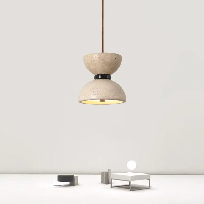 Vintage beige travertine led pendant lights kitchen stone lamp