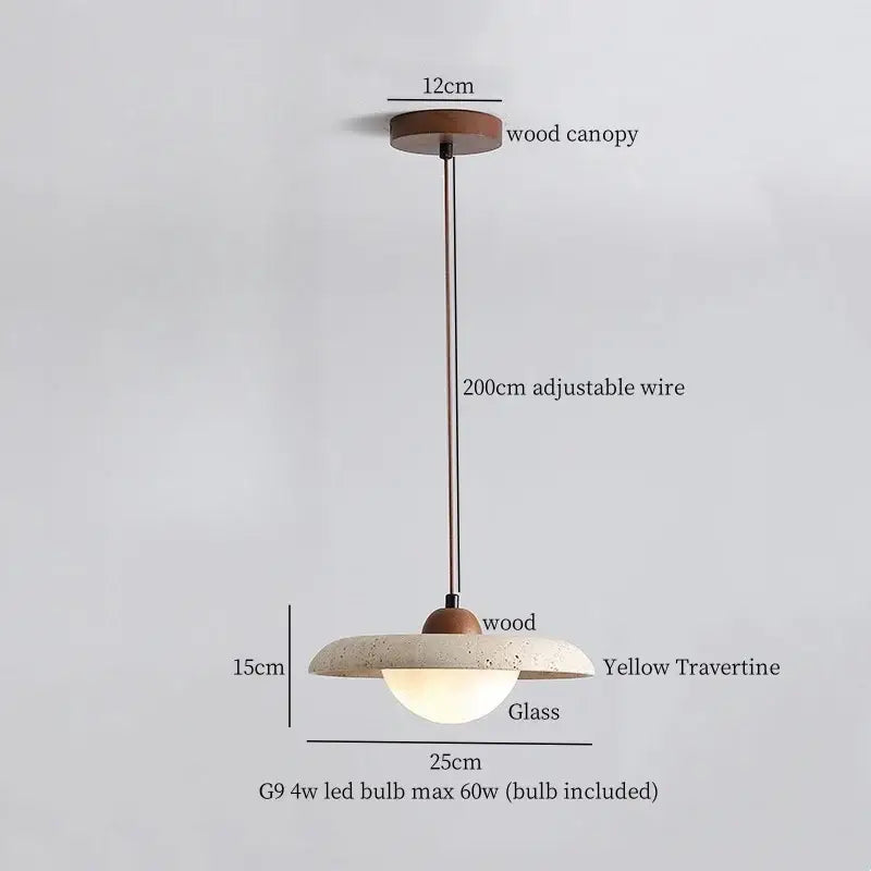 Vintage beige travertine led pendant lights kitchen stone lamp