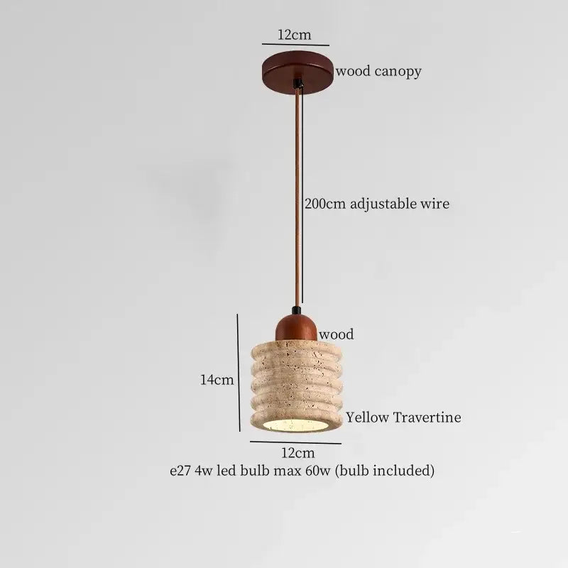 Vintage beige travertine led pendant lights kitchen stone lamp