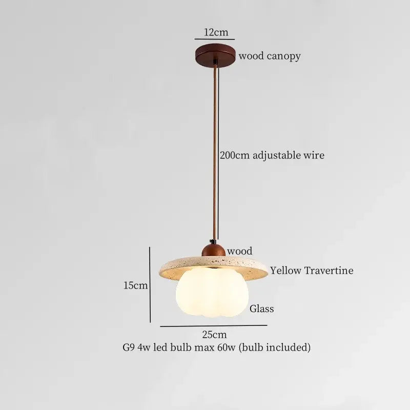 Vintage beige travertine led pendant lights kitchen stone lamp
