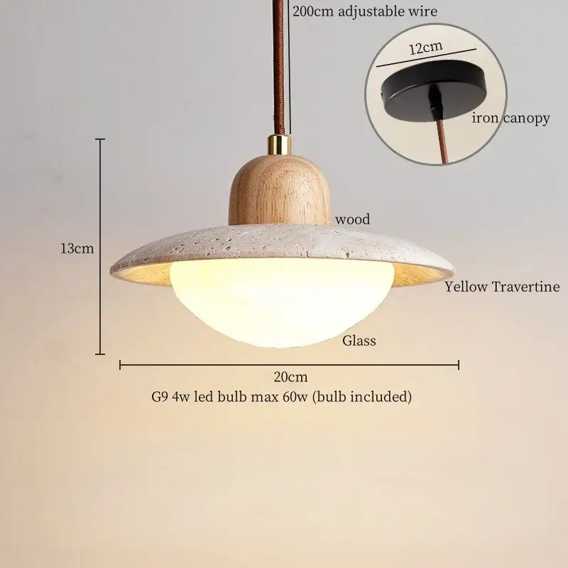 Minimalist bronze and wood led pendant lights bedroom glass lamp