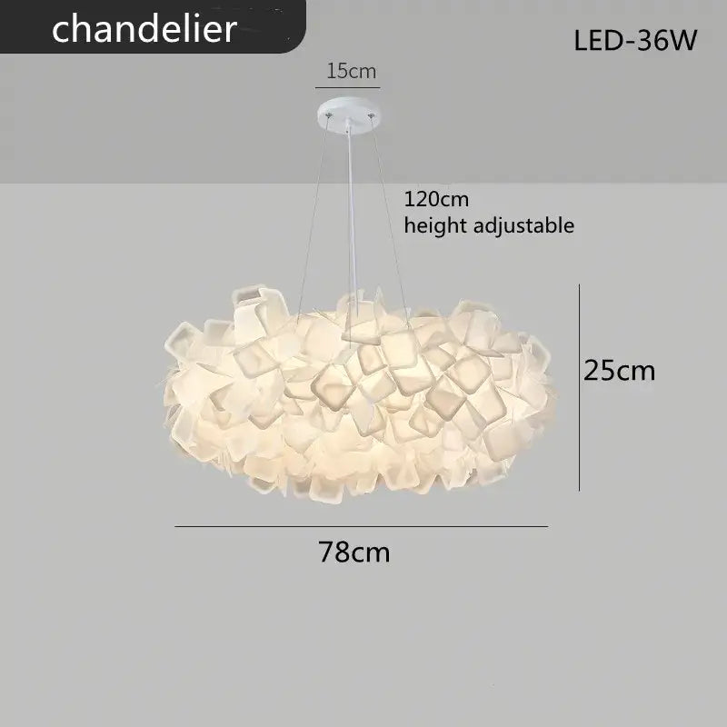 White fluffy cloud led petal ceiling chandelier bedroom light