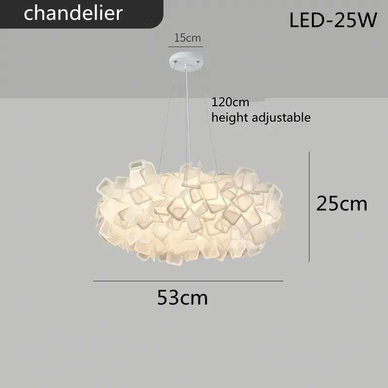 White fluffy cloud led petal ceiling chandelier bedroom light