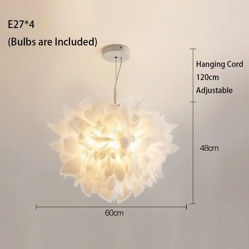 White fluffy cloud led petal ceiling chandelier bedroom light
