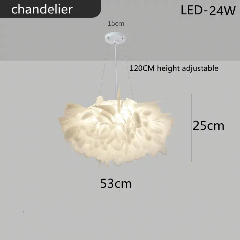 White fluffy cloud led petal ceiling chandelier bedroom light