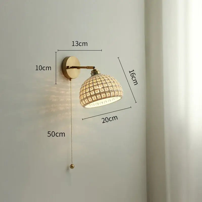 Pink cherry blossom led petal wall sconce bedroom pull chain light