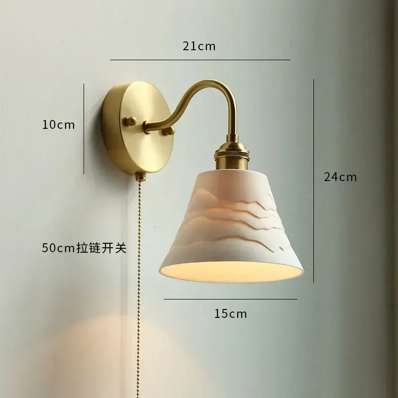 Pink cherry blossom led petal wall sconce bedroom pull chain light