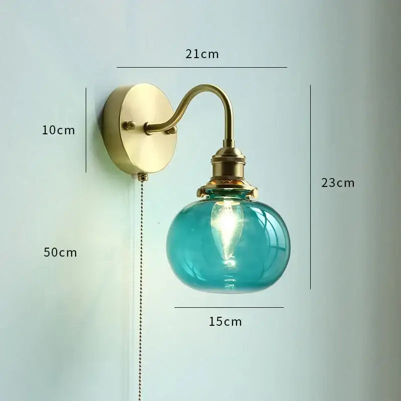 Pink cherry blossom led petal wall sconce bedroom pull chain light