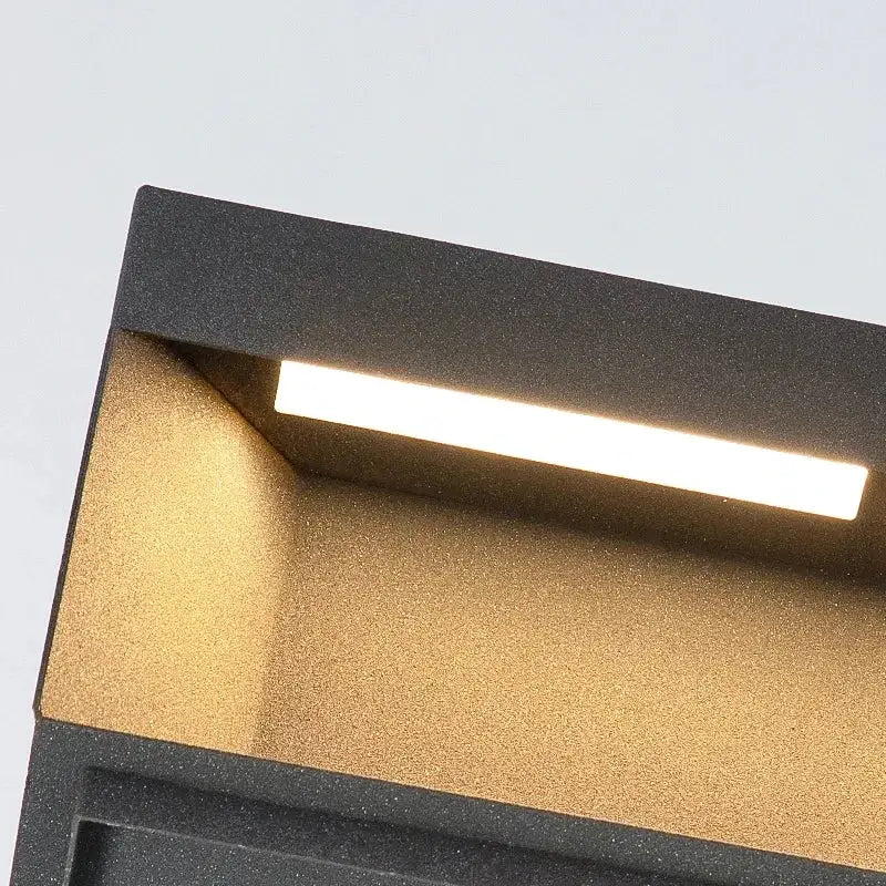 Black square solar decorbites led pillar light courtyard fence cap