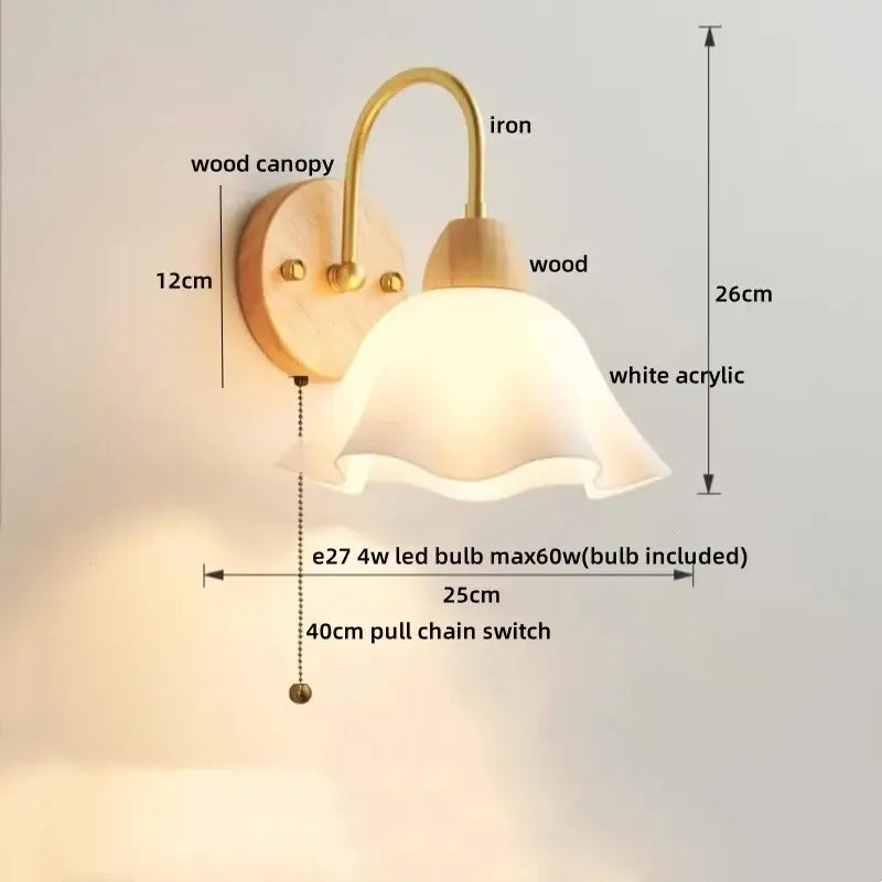 DecorBites™ LED Pull Chain Wall Lights for Bedroom Decor