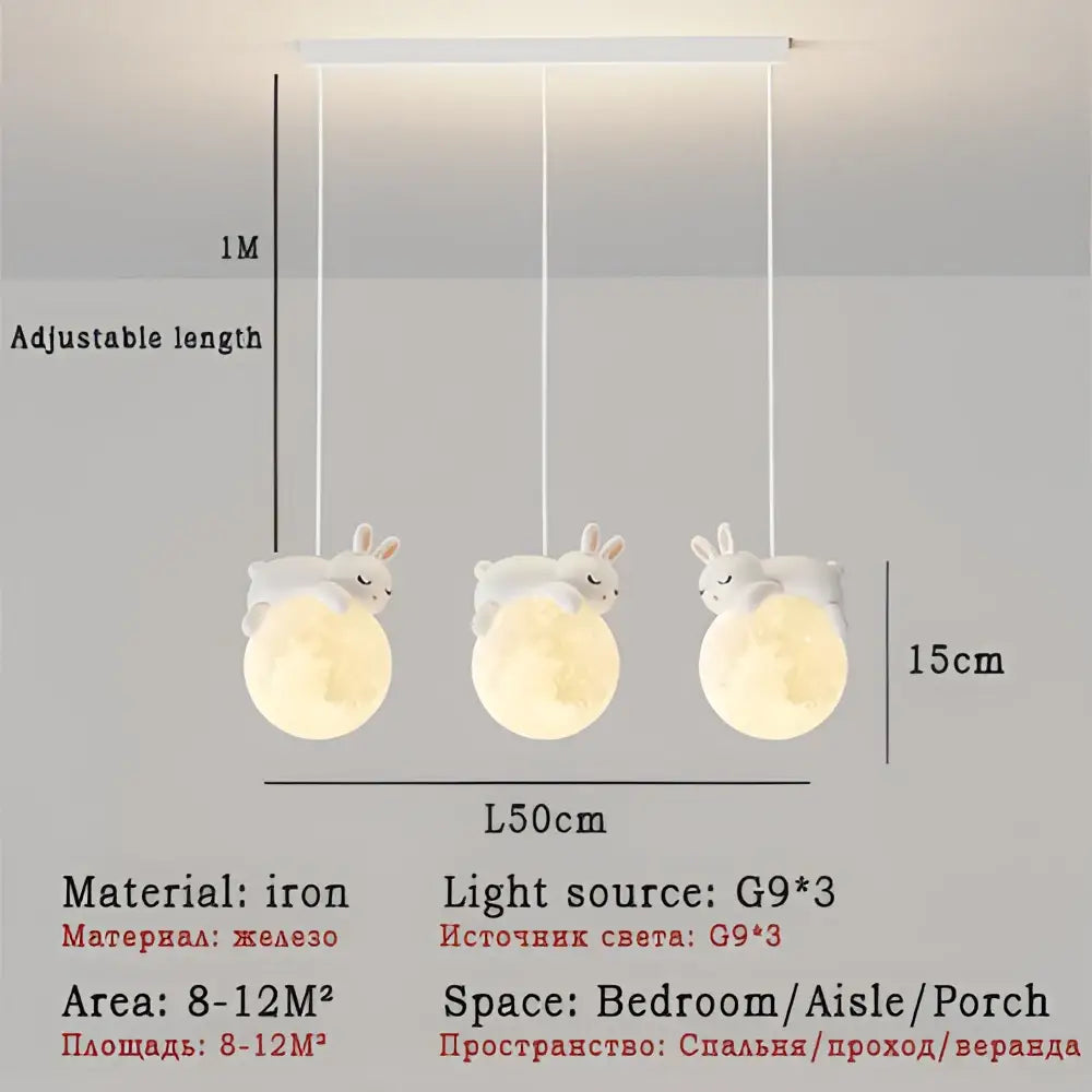 DecorBites™ ثريا معلقة LED على شكل أرنب لديكور المنزل وغرف المعيشة والنوم