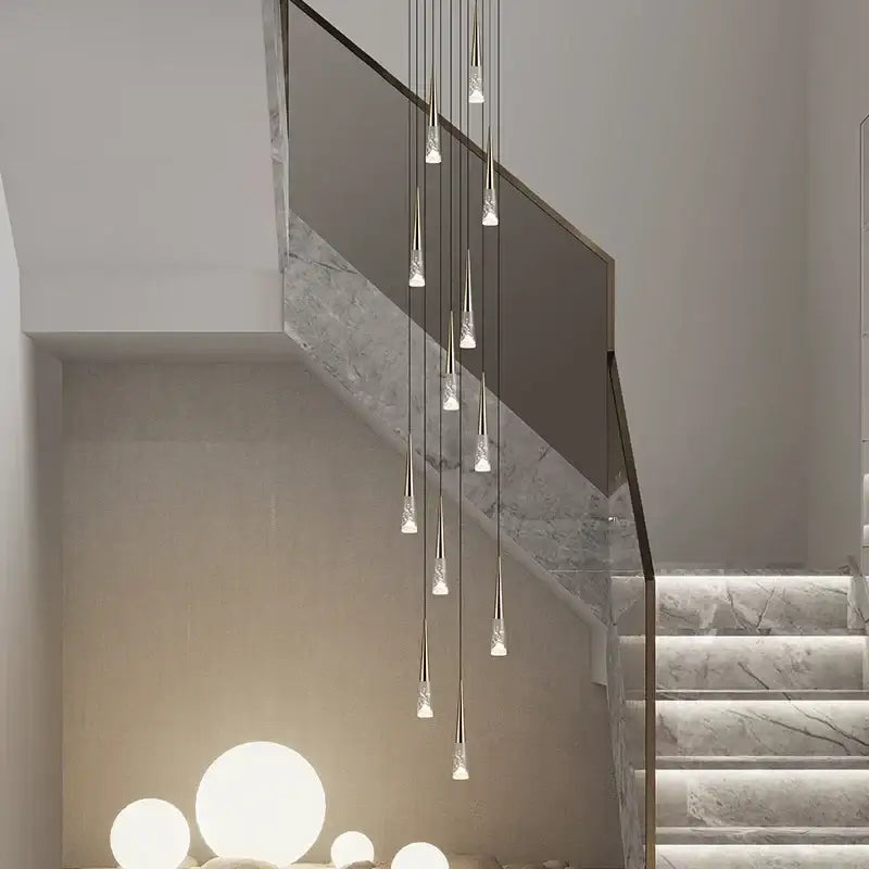 DecorBites™ LED Rain Drop Chandelier Staircase Pendant Light Fixture Modern Nordic Design