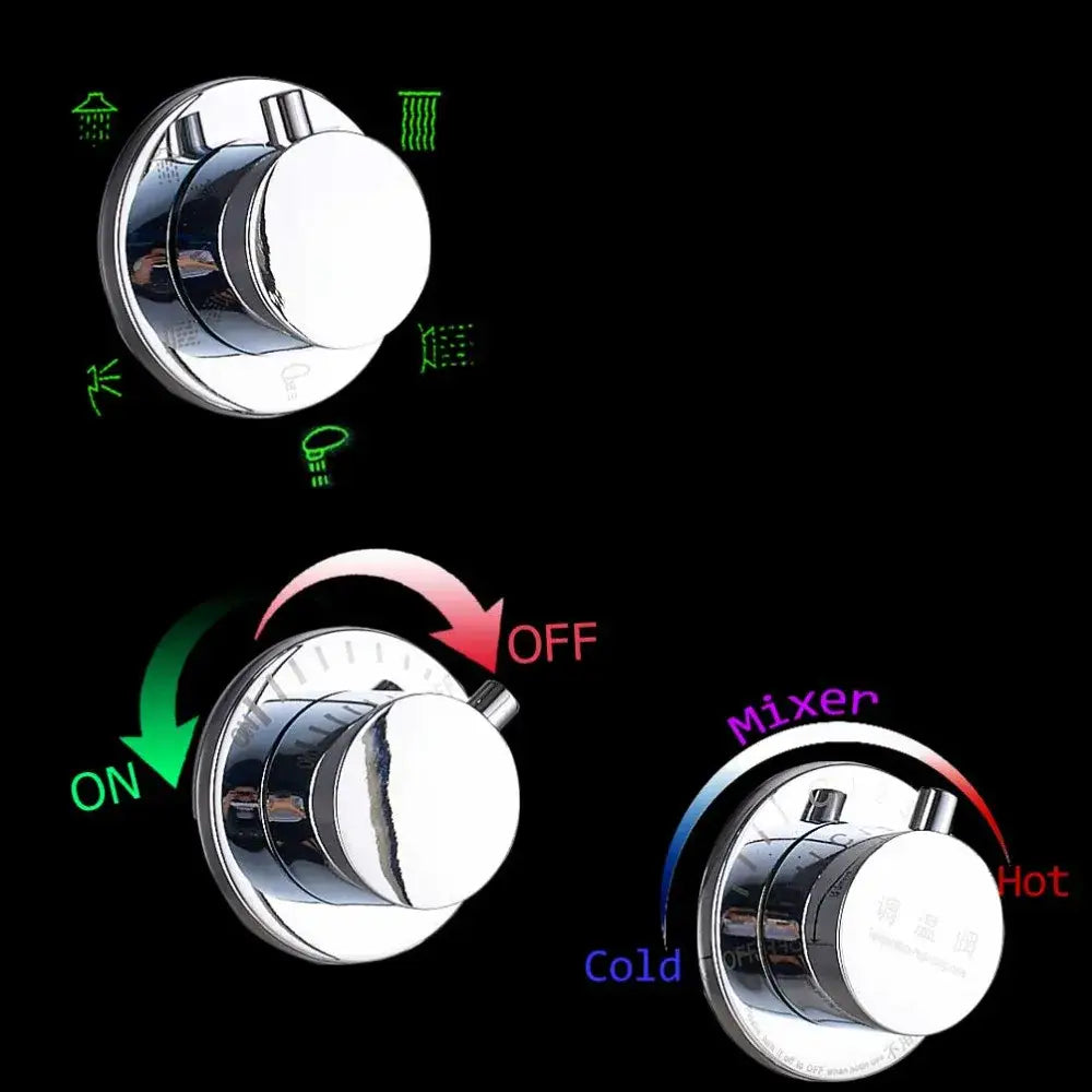نظام دش المطر LED من DecorBites™‎ مع رشاش تدليك دوار ومرشة بيديه