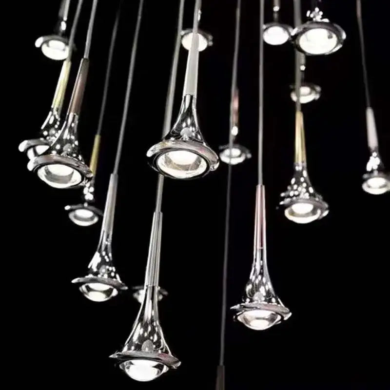 DecorBites™ LED Rain Staircase Chandelier: Modern Nordic Design Indoor Lighting for Bar Island