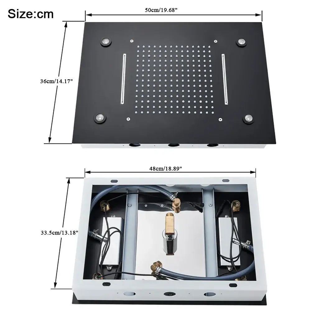 DecorBites™ LED Rain Waterfall Shower Head with Remote Control and Color-changing LED - 50*35CM Square