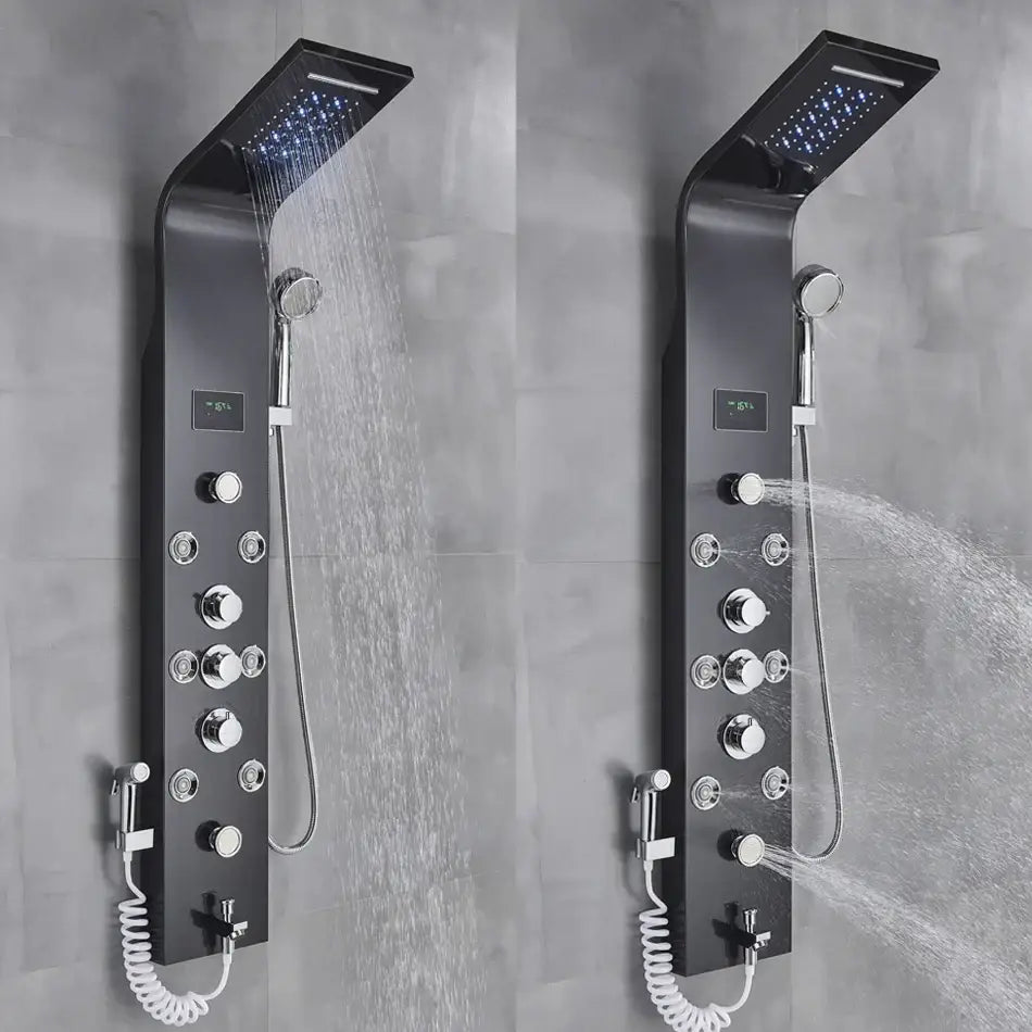 DecorBites™ LED Rainfall Shower Panel System Black/Brushed Finish