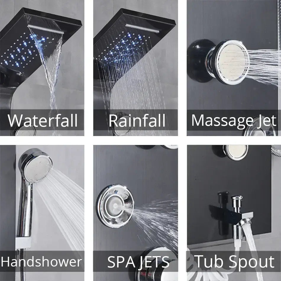 نظام لوحة دش LED من DecorBites™ بتأثير المطر مع شاشة عرض درجة الحرارة