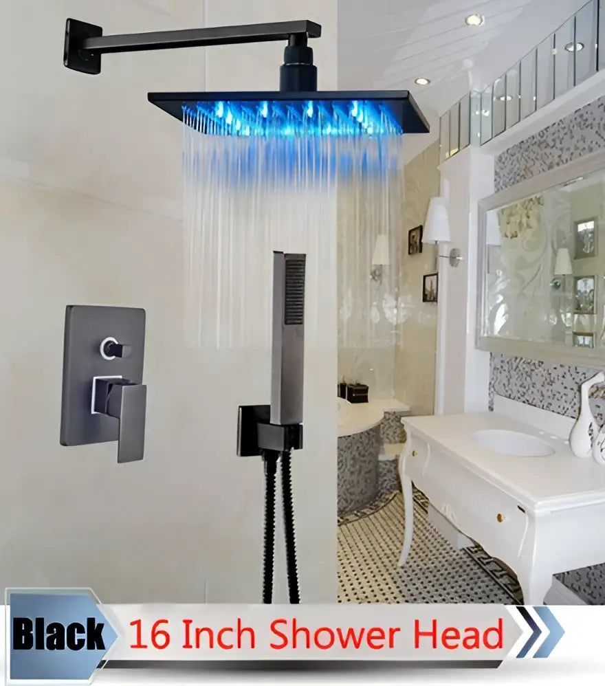 DecorBites™ LED Rainfall Shower Set with Handheld Spray and Tub Spout