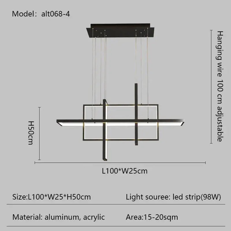 DecorBites™ LED Rectangle Pendant Lights for Dining Room and Kitchen