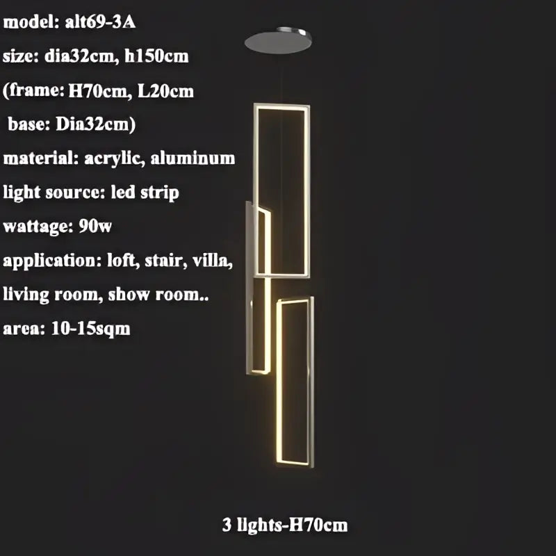 DecorBites™ LED Rectangle Staircase Chandelier Pendant Lighting for Modern Living Room Decor