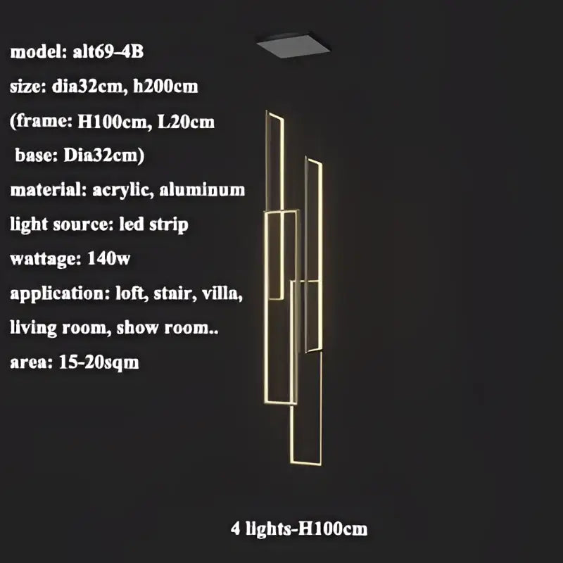 DecorBites™ LED Rectangle Staircase Chandelier Pendant Lighting for Modern Living Room Decor
