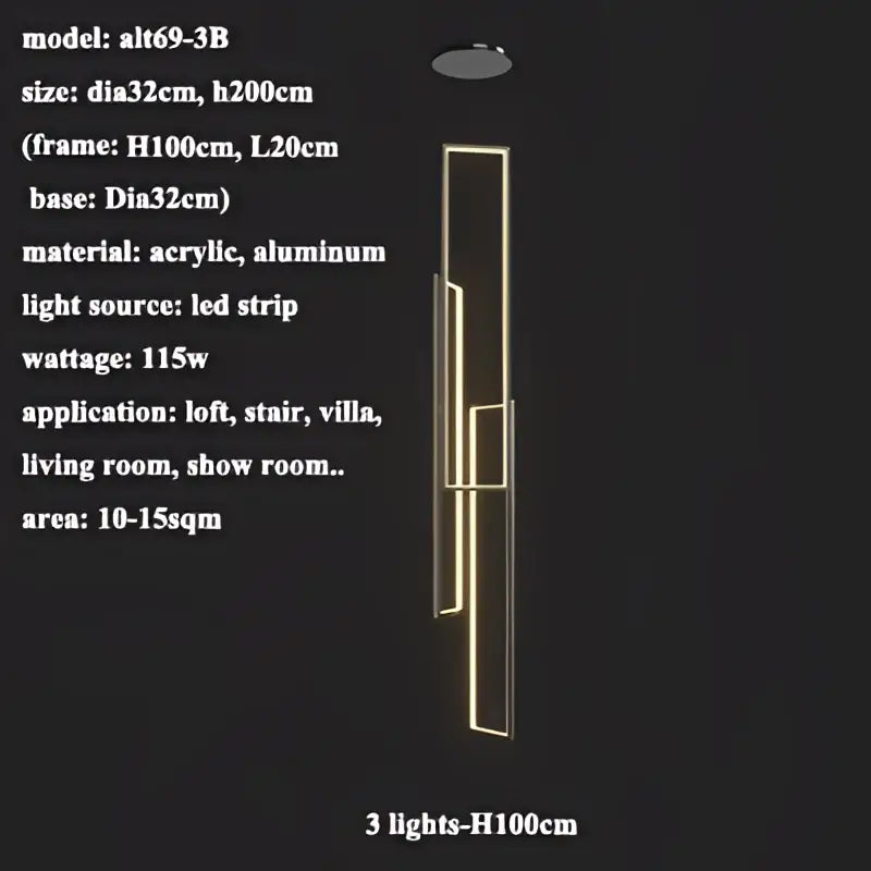 DecorBites™ LED Rectangle Staircase Chandelier Pendant Lighting for Modern Living Room Decor