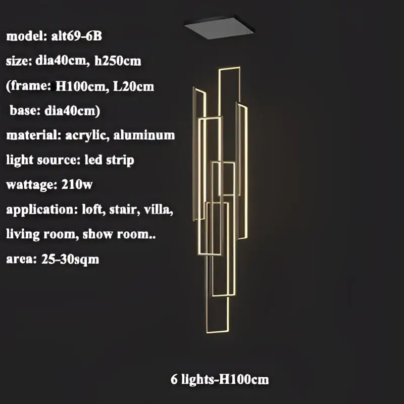 DecorBites™ LED Rectangle Staircase Chandelier Pendant Lighting for Modern Living Room Decor