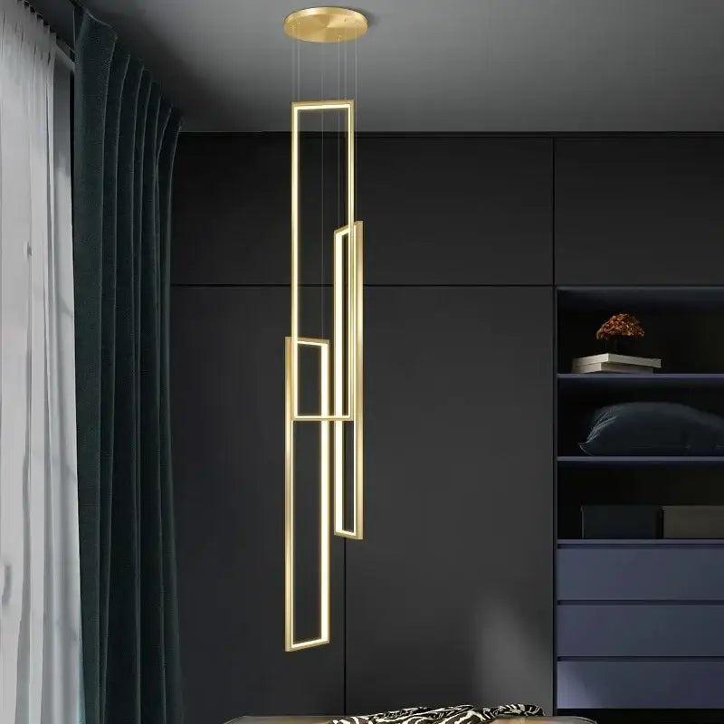 DecorBites™ LED Rectangle Staircase Chandeliers Pendant Lighting Modern Living Room Decor