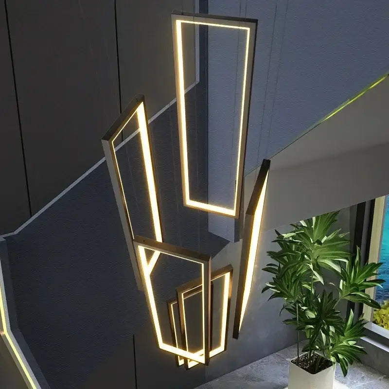 DecorBites™ LED Rectangle Staircase Chandeliers Pendant Lighting Modern Living Room Decor