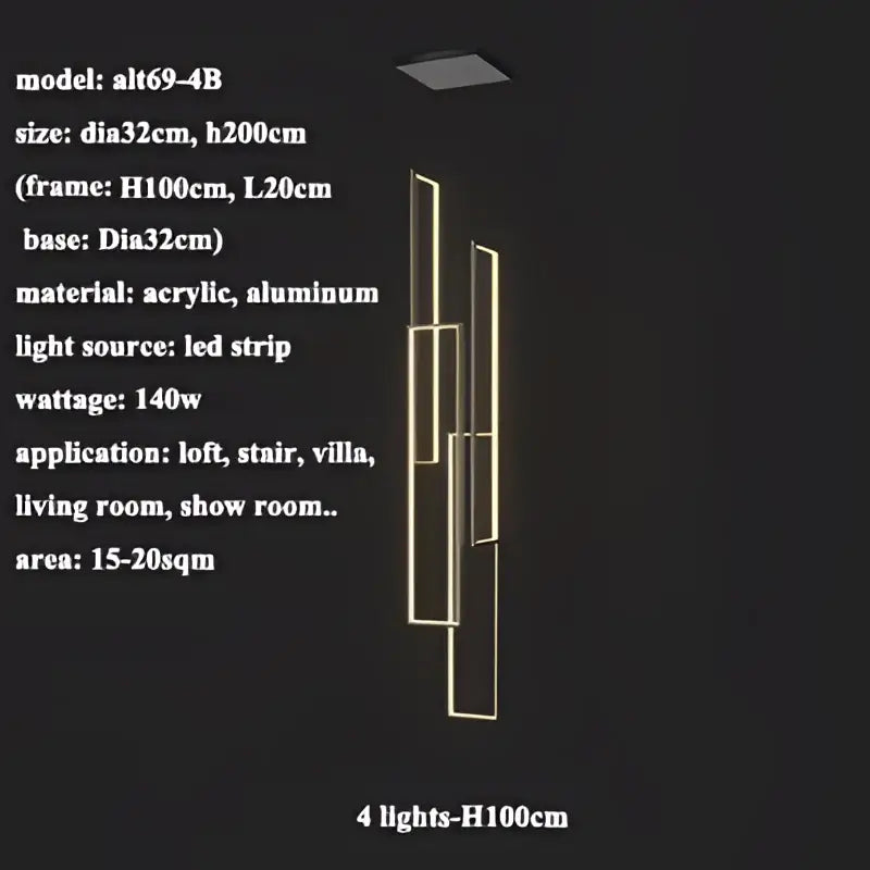 DecorBites™ LED Rectangle Staircase Chandeliers Pendant Lighting Modern Living Room Decor