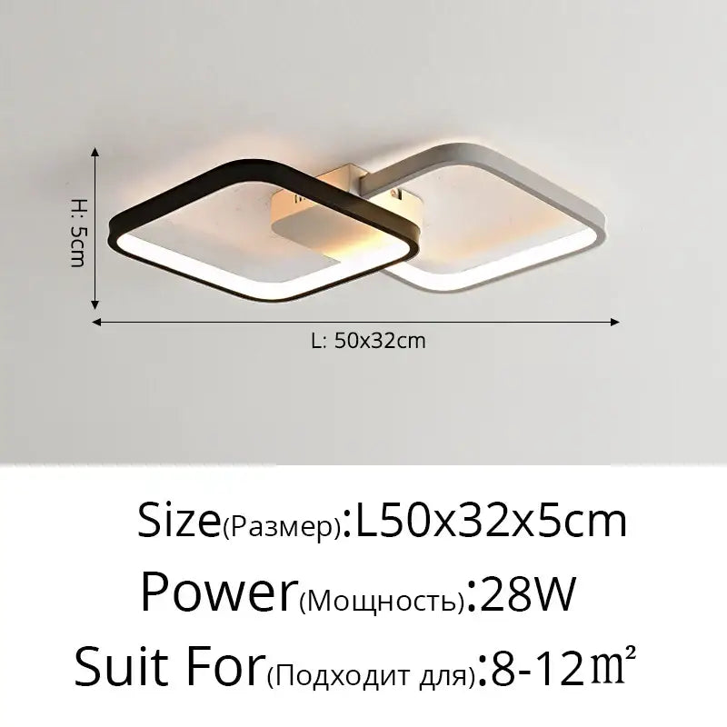 DecorBites™ LED Rectangular Chandelier Art Ceiling Light for Living Room Bedroom
