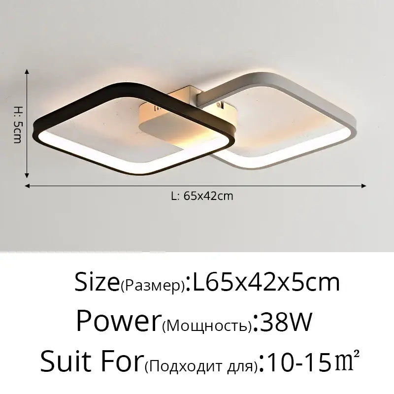 DecorBites™ LED Rectangular Chandelier Art Ceiling Light for Living Room Bedroom