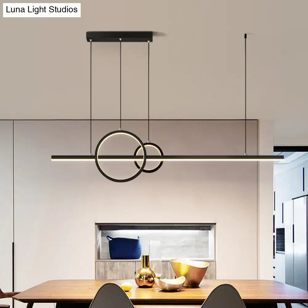 DecorBites™ LED Restaurant Island Pendant - Contemporary Black/Gold Metal Shade with Warm/White Lighting