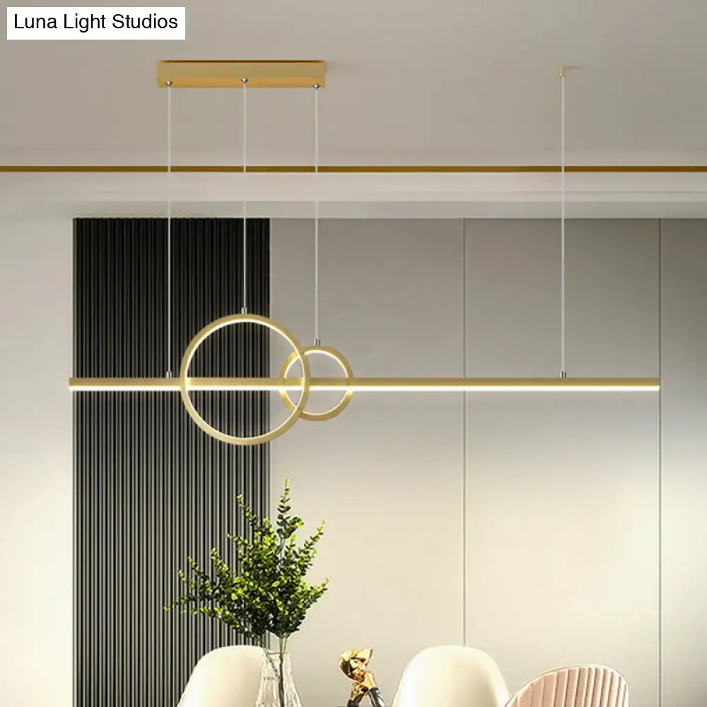 DecorBites™ LED Restaurant Island Pendant - Contemporary Black/Gold Metal Shade with Warm/White Lighting