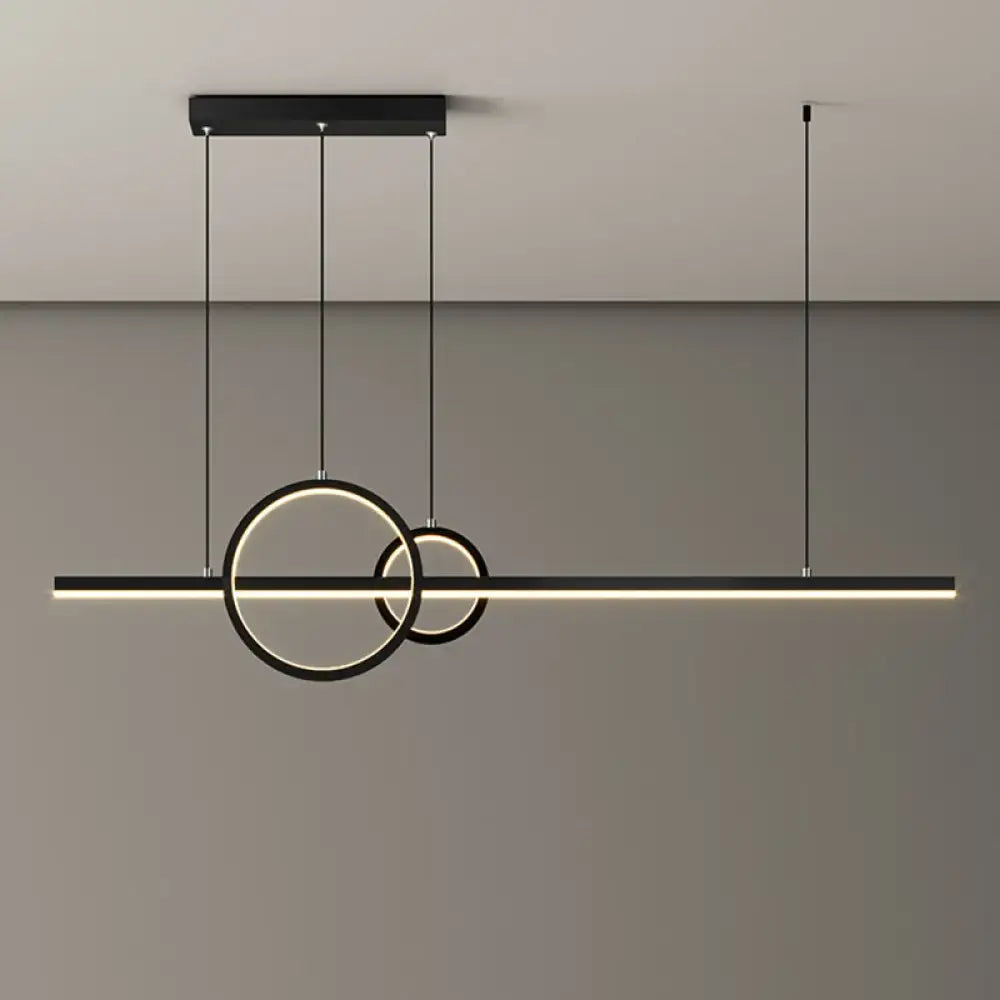 DecorBites™ LED Restaurant Island Pendant - Contemporary Black/Gold Metal Shade with Warm/White Lighting