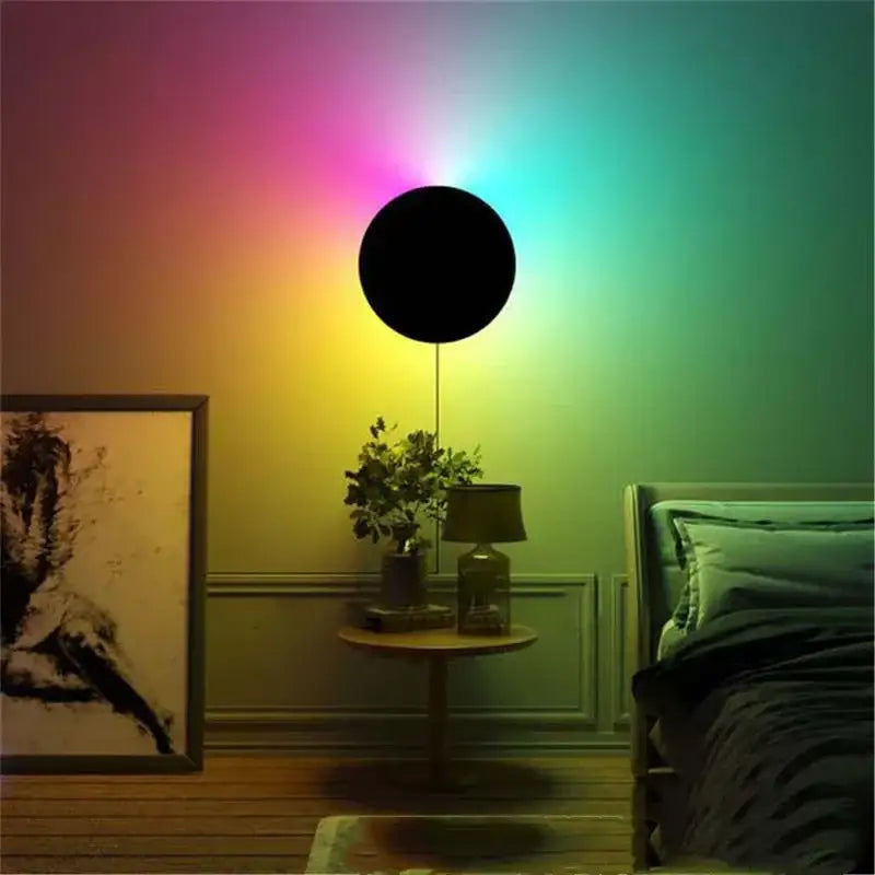 مصابيح جدارية دائرية LED RGB من DecorBites™: حساسة للمس من الأكريليك، تحكم عن بعد لديكور غرفة النوم الداخلي