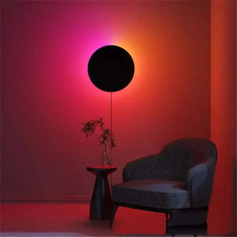 مصابيح جدارية دائرية LED RGB من DecorBites™: حساسة للمس من الأكريليك، تحكم عن بعد لديكور غرفة النوم الداخلي