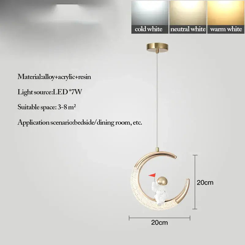 Modern gold & purple moon lamps set bedroom pendant light