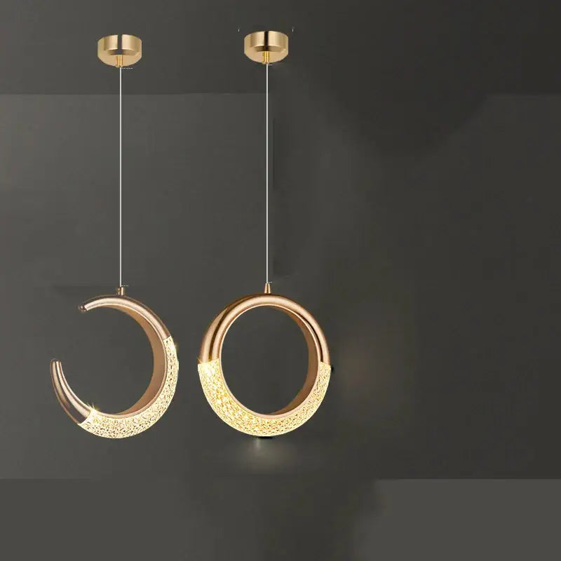 Modern gold & purple moon lamps set bedroom pendant light