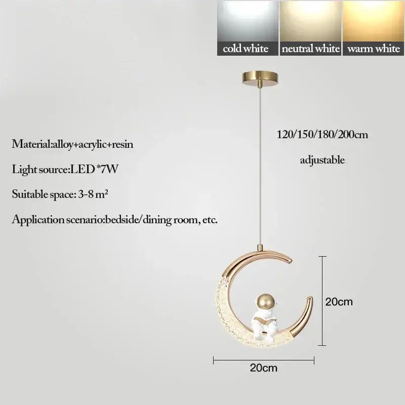 Modern gold & purple moon lamps set bedroom pendant light