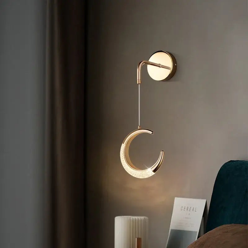 Modern gold & purple moon lamps set bedroom pendant light