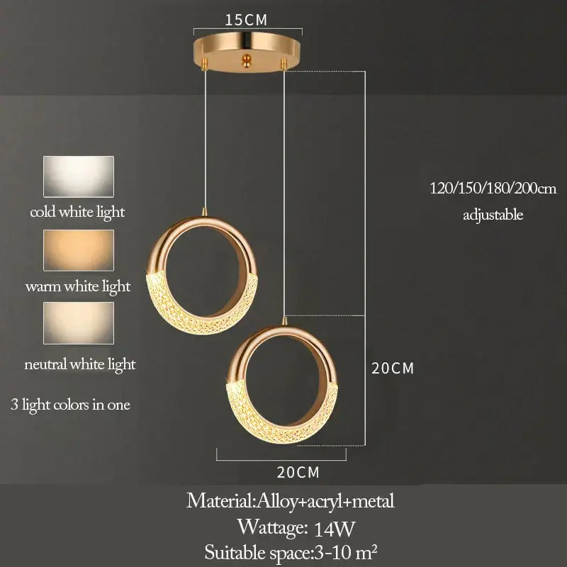 Modern gold & purple moon lamps set bedroom pendant light