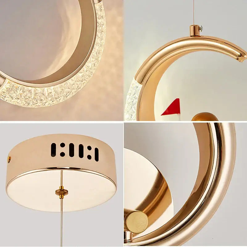 Modern gold & purple moon lamps set bedroom pendant light