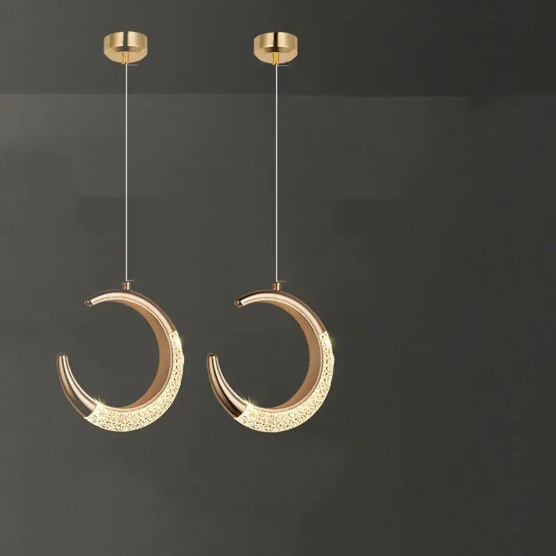 Modern gold & purple moon lamps set bedroom pendant light