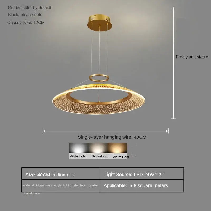 DecorBites™ LED Ring Ceiling Chandelier: Luxury Villa Pendant Light for Living & Dining Rooms